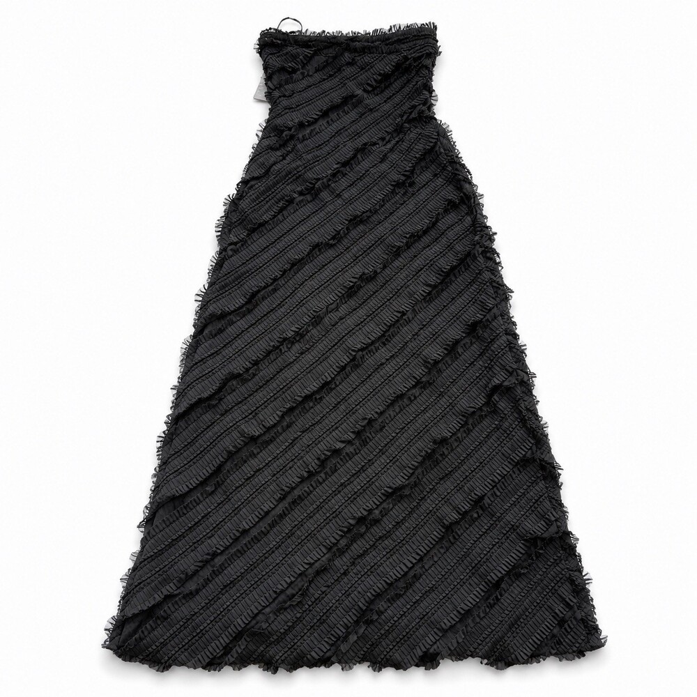 Endless Rose Women’s Strapless Textured Ruffle Maxi Dress Black Size XS NWT $150